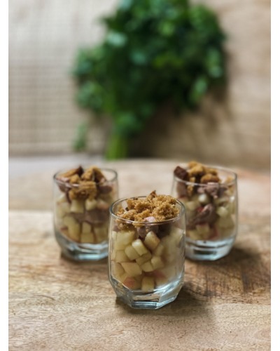 Verrine foie gras-pomme-pain d'épices - LA PIÈCE