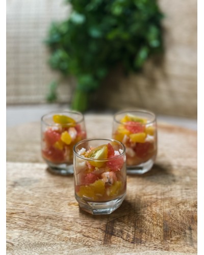 Verrine tartare de fruits miettes de crabe - LA PIÈCE